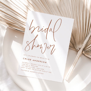 Boho Terracotta Handwritten Script Bridal Shower Invitation