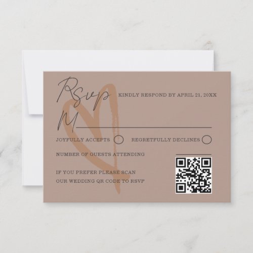 Boho Terracotta Heart Wedding RSVP Card