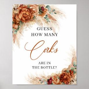 Boho terracotta How many corks in the bottle Poster