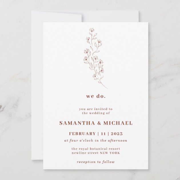 Boho Terracotta Indie Rustic Botanic we do flower Invitation