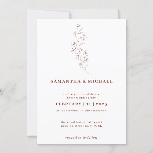 Boho Terracotta Indie Rustic Botanical tiny flower Invitation