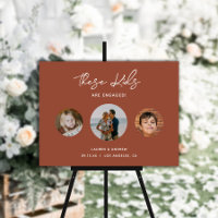 Boho Terracotta Kids Photo Funny Engagement Party