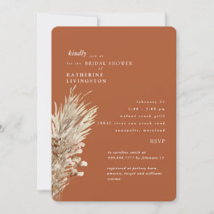 Boho Terracotta Kraft Paper Bridal Shower Invitation
