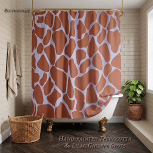 Boho Terracotta Lilac Giraffe Spots Bath Decor Shower Curtain