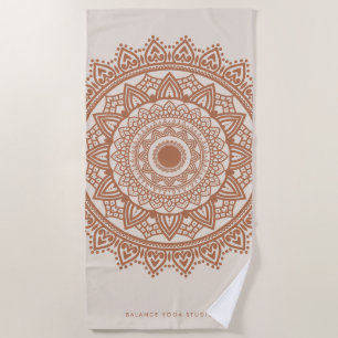 Boho Terracotta Mandala Custom Name Beach Towel