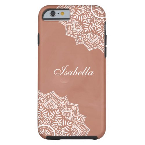 Boho Terracotta Mandala Custom Name Tough iPhone 6 Case