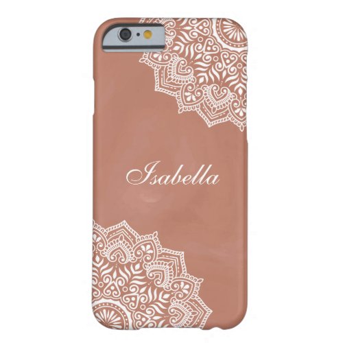 Boho Terracotta Mandala Custom Name Barely There iPhone 6 Case