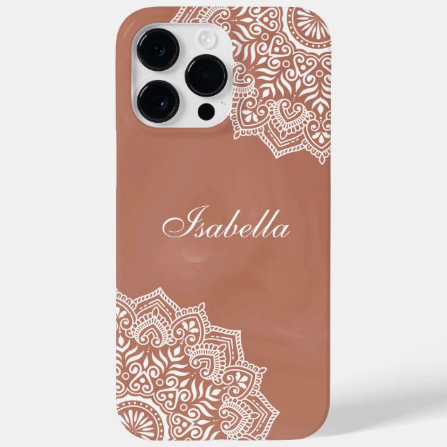 Boho Terracotta Mandala Custom Name Case-Mate iPhone Case (Back)