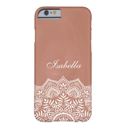 Boho Terracotta Mandala Custom Name Barely There iPhone 6 Case