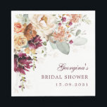 Boho Terracotta Maroon Floral Bridal Shower Napkins<br><div class="desc">These beautiful boho party napkins are the perfect extra touch to your fall garden theme event. Personalize the napkins with your details and if you want to further re-arrange the style and placement of the text,  please press the "Click to customize further" button.</div>