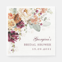 Boho Terracotta Maroon Floral Bridal Shower