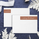 Boho Terracotta | Merry Christmas Address Wrap Around Label<br><div class="desc">These modern and stylish Christmas holiday return address wrap-around labels feature the words "Merry Christmas" in elegant white script and text on a boho terracotta background.</div>