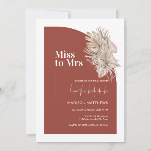 Boho Terracotta Minimalist Half Arch Bridal Shower Invitation