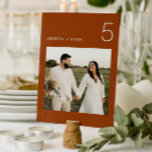 Boho Terracotta Minimalist Wedding Photo Table Number<br><div class="desc">Boho Terracotta Minimalist Wedding Photo Table Numbers</div>