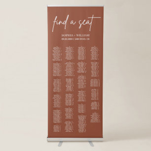 Boho Terracotta Minimalist Wedding Seating Chart Retractable Banner