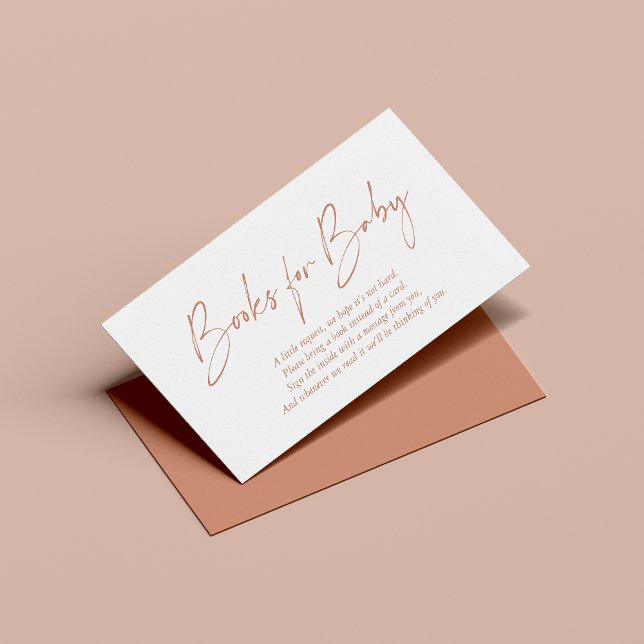 Boho Terracotta Modern Handwritten Books for Baby Enclosure Card (Creator Uploaded)