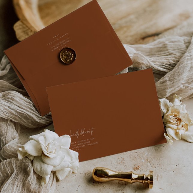 Boho Terracotta Modern Return Address RSVP  Envelope (Boho Terracotta Modern Return Address RSVP Envelope)