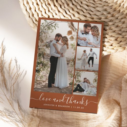 Boho Terracotta multi Photo Wedding Thank You Card