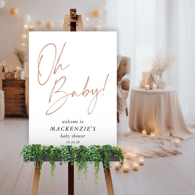 Boho Terracotta Oh Baby Baby Shower Welcome Foam Board (Modern Terracotta "Oh Baby" Baby Shower Welcome Sign)
