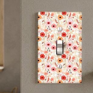 Boho Terracotta Orange Peach Floral Light Switch Cover