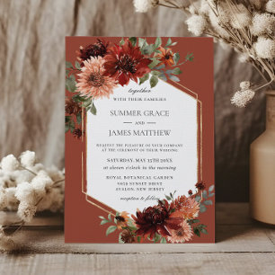 Boho Terracotta Orange Rust Geometric Wedding Invitation