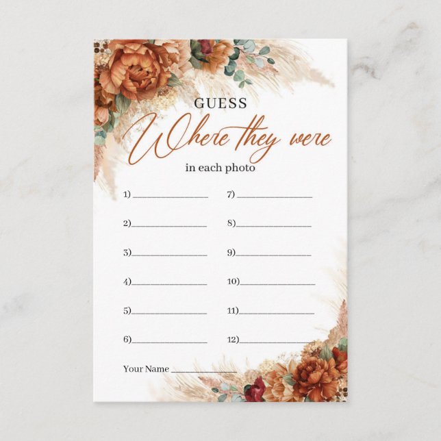 Boho terracotta pampas burgundy Where they were Enclosure Card (Front)