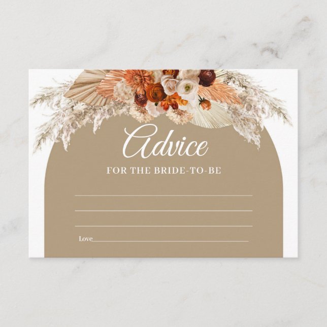 Boho Terracotta Pampas Grass Advice for the Bride  Enclosure Card (Front)