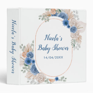Boho Terracotta Pampas Grass Baby Shower 3 Ring Binder