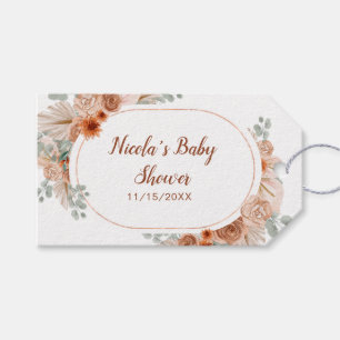 Boho Terracotta Pampas Grass Baby Shower Gift Tags
