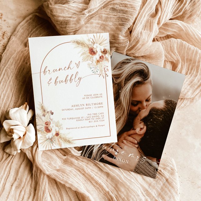 Boho Terracotta Pampas Grass Bridal Brunch Invitation (Creator Uploaded)