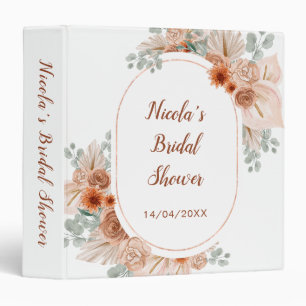 Boho Terracotta Pampas Grass Bridal Shower 3 Ring Binder