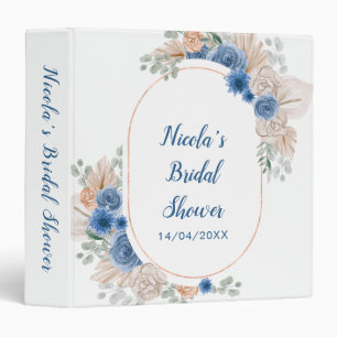 Boho Terracotta Pampas Grass Bridal Shower 3 Ring Binder