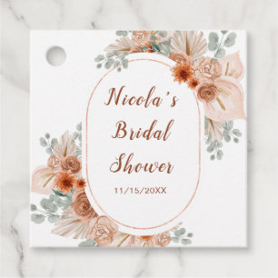 Boho Terracotta Pampas Grass Bridal Shower Favor Tags