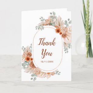 Boho Terracotta Pampas Grass Bridal Shower Thank You Card