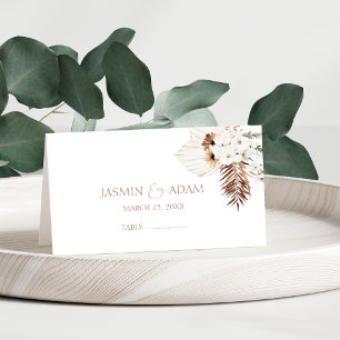 Boho Terracotta Pampas Grass Floral Wedding Place Card