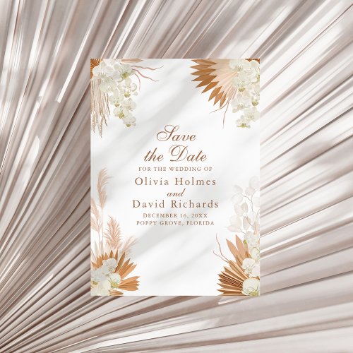 Boho Terracotta Pampas Grass Floral Wedding Save The Date