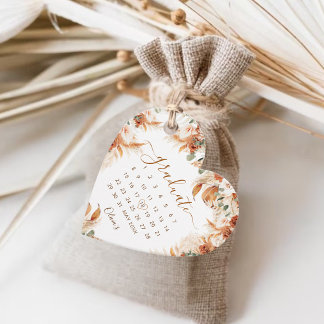 Boho Terracotta Pampas Grass Graduation Favor Tags