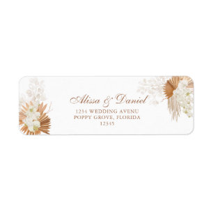 Boho Terracotta Pampas Grass Orchid Address Label