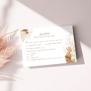 Boho Terracotta Pampas Grass Orchid RSVP Card
