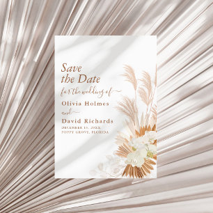 Boho Terracotta Pampas Grass Orchid Save the Date 