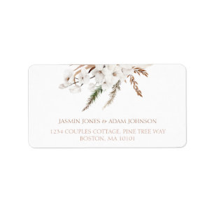 Boho Terracotta Pampas Grass Orchid Wedding Label