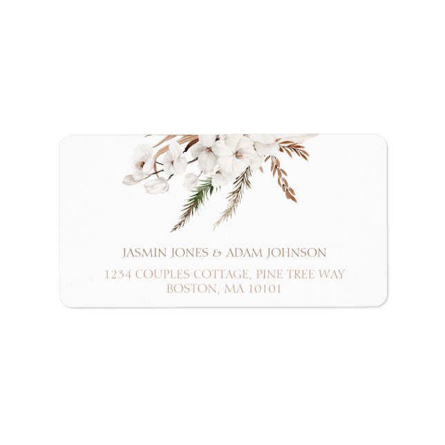 Boho Terracotta Pampas Grass Orchid Wedding Label (Front)