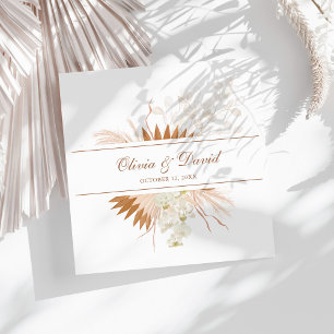 Boho Terracotta Pampas Grass Orchid Wedding Paper Dinner Napkins