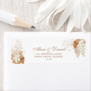 Boho Terracotta Pampas Grass Orchid Wedding Return Label