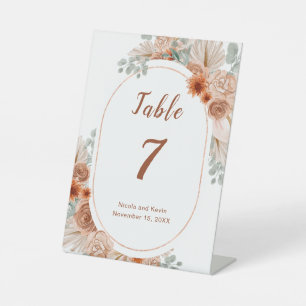 Boho Terracotta Pampas Grass Pedestal Sign