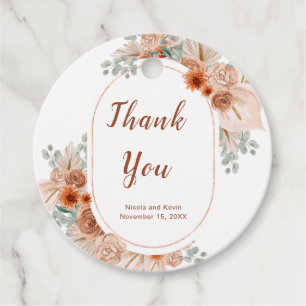 Boho Terracotta Pampas Grass Wedding Favor Tags