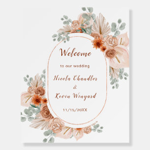 Boho Terracotta Pampas Grass Wedding Foam Board
