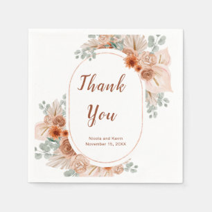 Boho Terracotta Pampas Grass Wedding Napkins