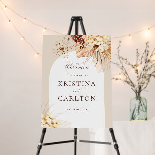 Boho Terracotta Pampas Grass Wedding Welcome Foam Board