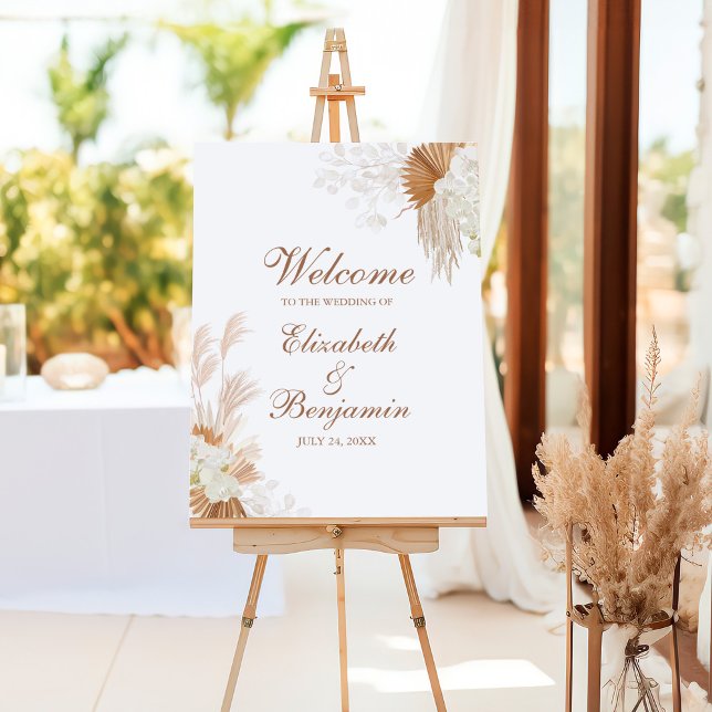 Boho Terracotta Pampas Grass White Orchid Welcome Foam Board (Boho Terracotta Pampas Grass White Orchid Welcome Foam Board)